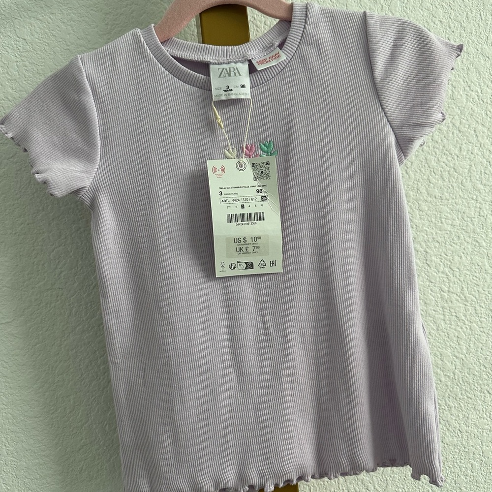 Zara Kids Light Purple Ribbed Tee